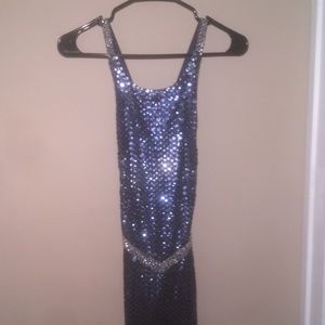 Niteline:Blue & Silver, Floor Length Evening Dress